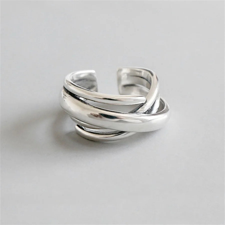 GETADME INS Minimalist Silver Color Irregular Wrinkled Surface Finger Rings for Women Men Punk Geometric Opening Ring Girl Party Jewelry