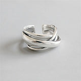 GETADME INS Minimalist Silver Color Irregular Wrinkled Surface Finger Rings for Women Men Punk Geometric Opening Ring Girl Party Jewelry