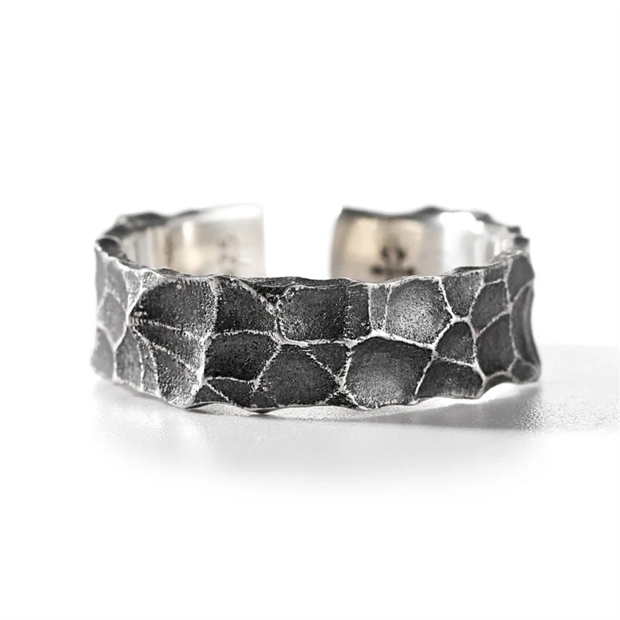 GETADME INS Minimalist Silver Color Irregular Wrinkled Surface Finger Rings for Women Men Punk Geometric Opening Ring Girl Party Jewelry