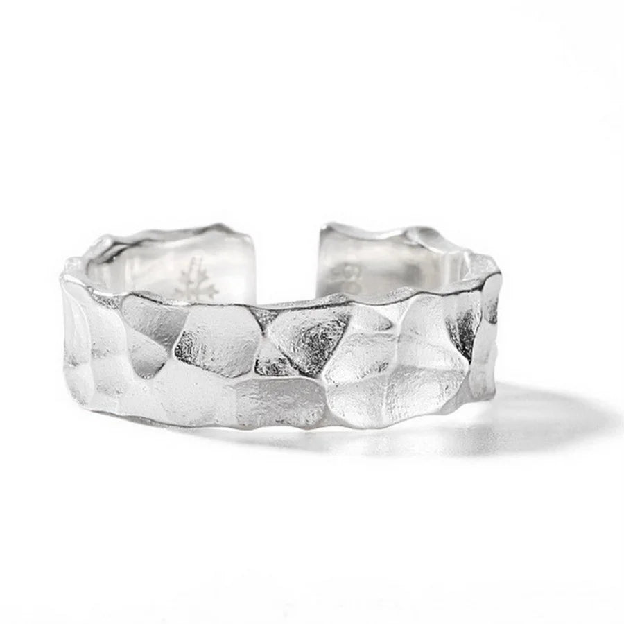 GETADME INS Minimalist Silver Color Irregular Wrinkled Surface Finger Rings for Women Men Punk Geometric Opening Ring Girl Party Jewelry