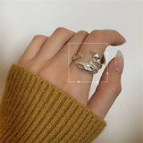 GETADME INS Minimalist Silver Color Irregular Wrinkled Surface Finger Rings for Women Men Punk Geometric Opening Ring Girl Party Jewelry