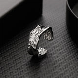 GETADME INS Minimalist Silver Color Irregular Wrinkled Surface Finger Rings for Women Men Punk Geometric Opening Ring Girl Party Jewelry