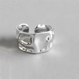 GETADME INS Minimalist Silver Color Irregular Wrinkled Surface Finger Rings for Women Men Punk Geometric Opening Ring Girl Party Jewelry