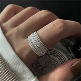 GETADME INS Minimalist Silver Color Irregular Wrinkled Surface Finger Rings for Women Men Punk Geometric Opening Ring Girl Party Jewelry