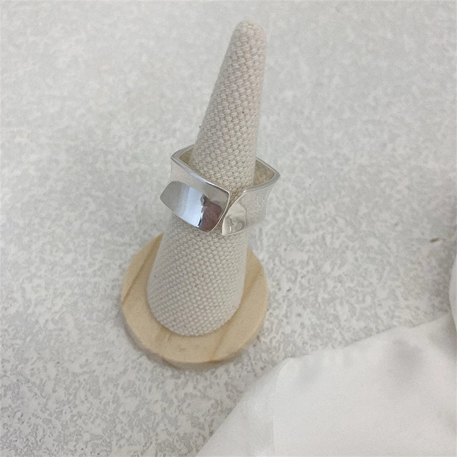 GETADME INS Minimalist Silver Color Irregular Wrinkled Surface Finger Rings for Women Men Punk Geometric Opening Ring Girl Party Jewelry