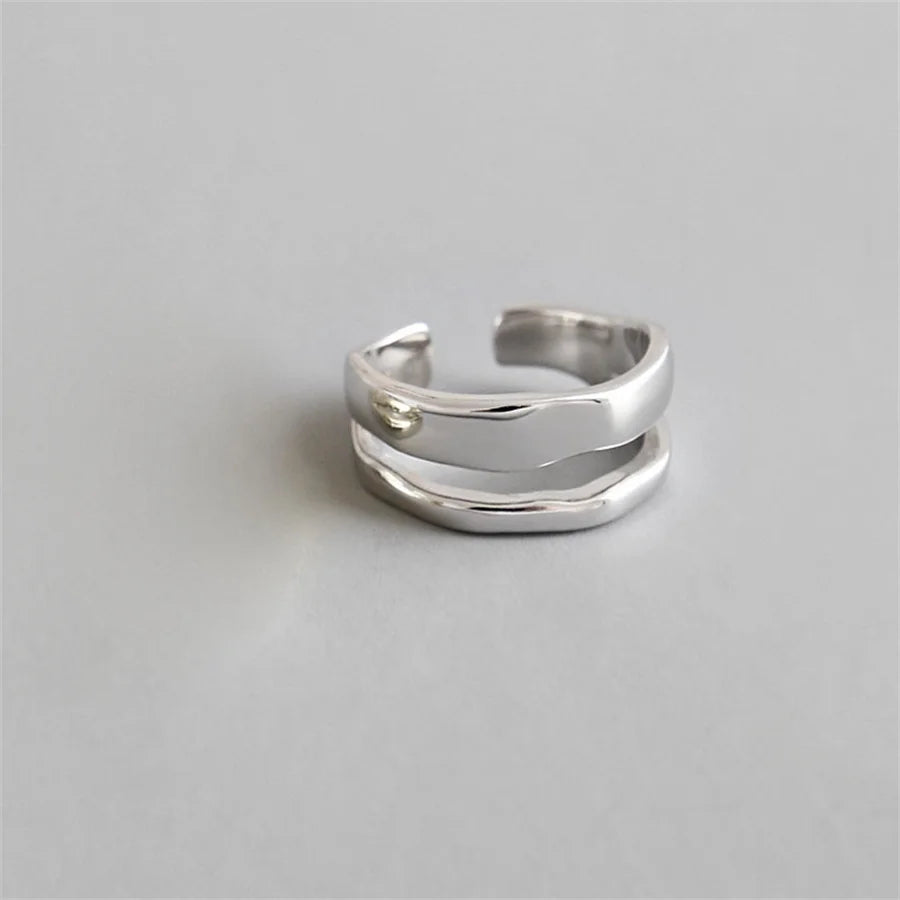 GETADME INS Minimalist Silver Color Irregular Wrinkled Surface Finger Rings for Women Men Punk Geometric Opening Ring Girl Party Jewelry