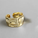 GETADME INS Minimalist Silver Color Irregular Wrinkled Surface Finger Rings for Women Men Punk Geometric Opening Ring Girl Party Jewelry