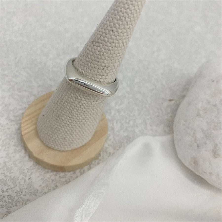 GETADME INS Minimalist Silver Color Irregular Wrinkled Surface Finger Rings for Women Men Punk Geometric Opening Ring Girl Party Jewelry