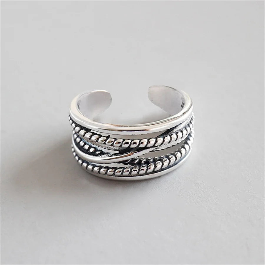 GETADME INS Minimalist Silver Color Irregular Wrinkled Surface Finger Rings for Women Men Punk Geometric Opening Ring Girl Party Jewelry