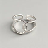 GETADME INS Minimalist Silver Color Irregular Wrinkled Surface Finger Rings for Women Men Punk Geometric Opening Ring Girl Party Jewelry
