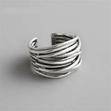 GETADME INS Minimalist Silver Color Irregular Wrinkled Surface Finger Rings for Women Men Punk Geometric Opening Ring Girl Party Jewelry