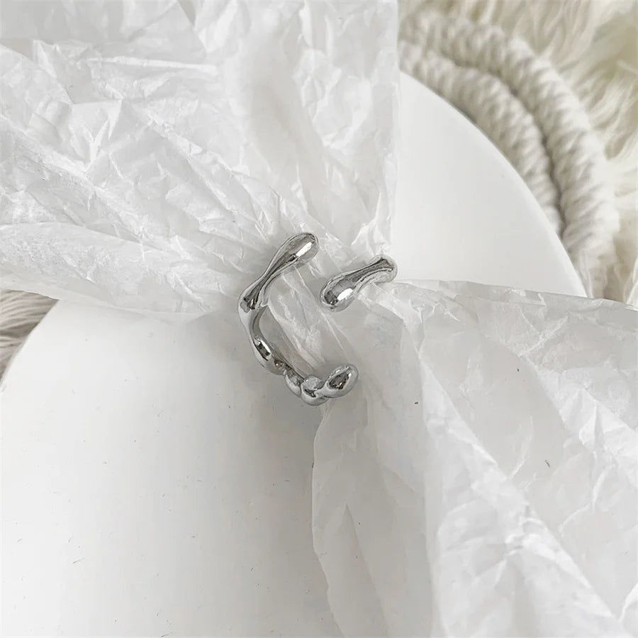 GETADME INS Minimalist Silver Color Irregular Wrinkled Surface Finger Rings for Women Men Punk Geometric Opening Ring Girl Party Jewelry