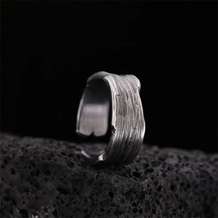 GETADME INS Minimalist Silver Color Irregular Wrinkled Surface Finger Rings for Women Men Punk Geometric Opening Ring Girl Party Jewelry