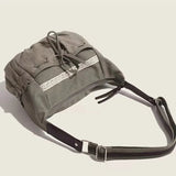 GETADME Sweet Cool Bow Canvas Shoulder Bags Women Vintage Drawstring Chic Casual Crossbody Bag Ladies Retro Messenger Bag Bolsos