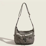 GETADME Sweet Cool Bow Canvas Shoulder Bags Women Vintage Drawstring Chic Casual Crossbody Bag Ladies Retro Messenger Bag Bolsos