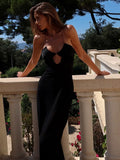 GETADME JULISSA MO Sexy See Through Mesh Women Maxi Dress White Spaghetti Strap Hollow Out Dress Femme Spring Loose Party Beachwear 2025