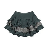 GETADME Japanese Kawaii Two Piece Set Women Sweet Rabbit Print Cute Skirt Suit Female Korean Slim Tops＋Princess Cake Skirt 2025 Autumn