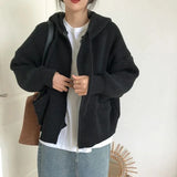 GETADME Japanese Retro Hooded Knitted Cardigan Female Autumn Winter Zipper Pockets Sweater Coat Women Casual Loose Solid Knitwear Woman