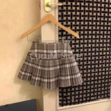 GETADME Japanese Style Retro Spicy Girl Plaid Pleated Skirt Autumn Winter College Style Woolen Mini Skirt High Waiste Sweet Kawaii Skirt