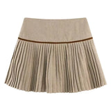 GETADME Japanese Style Retro Spicy Girl Plaid Pleated Skirt Autumn Winter College Style Woolen Mini Skirt High Waiste Sweet Kawaii Skirt