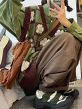 GETADME Japanese sweet flower jacquard sweater knitted vest vest + green shirt two female students joker suit korean sweater y2k femme