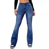 GETADME Jeans Women Denim Pants Long Pant Sheath Slim Fit Sexy Solid Mid Waist Button Pocket Trousers Straight Hip Wrap Casual