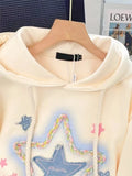 GETADME Jmprs Vintage Star Print Hoodies Women Streetwear Loose Long Sleeve Sweatshirts American Retro Bf Casual Harajuku Pullover Tops