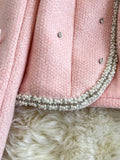 GETADME KUSAHIKI Pink Nail Bead Jacket for Women 2025 Winter New Style Short Woolen Cardigan Coat Top