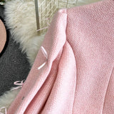 GETADME KUSAHIKI Pink Nail Bead Jacket for Women 2025 Winter New Style Short Woolen Cardigan Coat Top