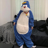 Getadme Kawaii Dinosaur Women Pajamas Men Jumpsuits Sleepwear Winter Thick Couples Hooded Pyjamas Coral velvet Onesie Soft Zipper Suit