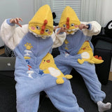 Getadme Kawaii Dinosaur Women Pajamas Men Jumpsuits Sleepwear Winter Thick Couples Hooded Pyjamas Coral velvet Onesie Soft Zipper Suit