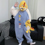 Getadme Kawaii Dinosaur Women Pajamas Men Jumpsuits Sleepwear Winter Thick Couples Hooded Pyjamas Coral velvet Onesie Soft Zipper Suit