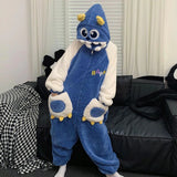 Getadme Kawaii Dinosaur Women Pajamas Men Jumpsuits Sleepwear Winter Thick Couples Hooded Pyjamas Coral velvet Onesie Soft Zipper Suit