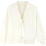 Getadme Kawaii Knit Tops for Woman Cardigan Winter Button Cute Women's Sweater White Autumn 2025 New in Korean Luxury Long Sleeve Trend
