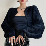 GETADME Knitted Cardigan For Women Open Front Cropped Sweater Cozy Long Sleeve Knitwear