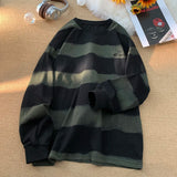 GETADME Korean Clashing Striped Long Sleeve T-Shirt 2025 Autumn Man Round Neck Sweatshirt Trendy Couples Loose Fit Male Sweatshirts