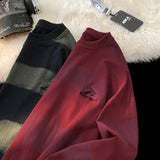 GETADME Korean Clashing Striped Long Sleeve T-Shirt 2025 Autumn Man Round Neck Sweatshirt Trendy Couples Loose Fit Male Sweatshirts