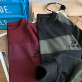 GETADME Korean Clashing Striped Long Sleeve T-Shirt 2025 Autumn Man Round Neck Sweatshirt Trendy Couples Loose Fit Male Sweatshirts