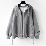 GETADME Korean Fashion Anime Hoodies Women Autumn Vintage Embroidery Hooded Sweatshirts Y2k Zip Up Hoodie Casual Jackets Kawaii Clothes