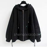 GETADME Korean Fashion Anime Hoodies Women Autumn Vintage Embroidery Hooded Sweatshirts Y2k Zip Up Hoodie Casual Jackets Kawaii Clothes