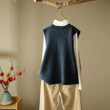 Getadme Korean Fashion Crop Sweater Women Vest Solid Loose Casual Sweater Vest Cable Knit Sweater Vest For Women Luxury Designer Tops