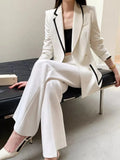 GETADME Korean Fashion Elegant and Chic Women Pantsuit Casual Vintage Blazer Jackets Straight Pants Two Pieces Set Female Formal Outfits