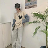 GETADME Korean Patchwork Long Sleeve Sweater Irregular Loose Women Clothes Knitting All-match Pullovers Autumn Winter Fashion Top Tee