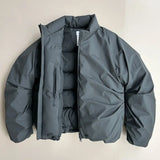 GETADME Korean Retro Solid Color Padded Warm Coat Men's And Women's Y2K Winter New Harajuku Simple And Casual Joker Cotton-Padded Jacket