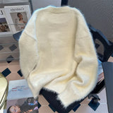 GETADME Korejpaa Kawaii Clothes Women Sweater 2025 Autumn Round Neck Cartoon Bear Mohair Knitted Pullover Gentle Sweet Pull Femme