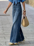 GETADME Krisnanas Women's Vintage Blue High Waist Jeans 2025 Fashion High Waisted Straight Leg Gradient Split-Joint Jean Pants Bottoms
