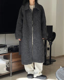 GETADME Women's Thick Warm Woolen Coats Lapel Belt Design Minimalism Long Outwear Outdoors Clothes 2025 Winter New 26C1155