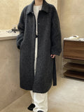 GETADME Women's Thick Warm Woolen Coats Lapel Belt Design Minimalism Long Outwear Outdoors Clothes 2025 Winter New 26C1155