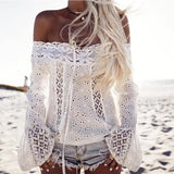 GETADME Lace Loose Blouse Tops Shirt Spring Autumn Best Selling Tends Hot Girl Women Off Shoulder Long Sleeve Femininas New