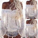 GETADME Lace Loose Blouse Tops Shirt Spring Autumn Best Selling Tends Hot Girl Women Off Shoulder Long Sleeve Femininas New